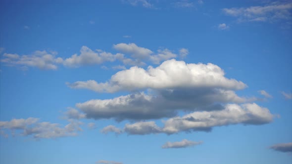 Time-lapse, Clouds High in the Blue Sky. Clean Air and Sunlight in the Atmosphere