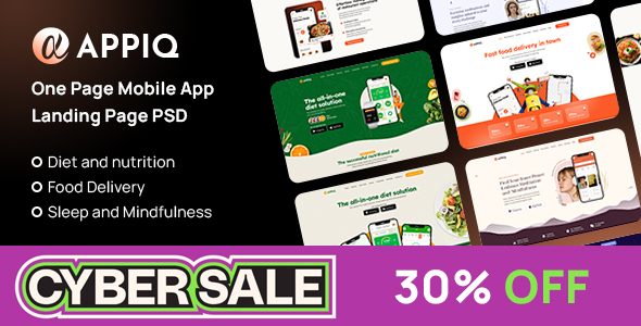 APPIQ - ONE PAGE App Landing Page PSD Template