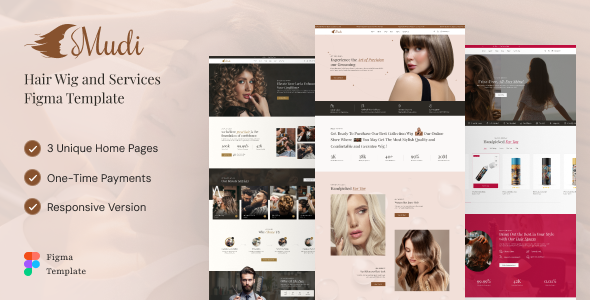 Mudi - Hair Extension, Beauty Salon Figma Template