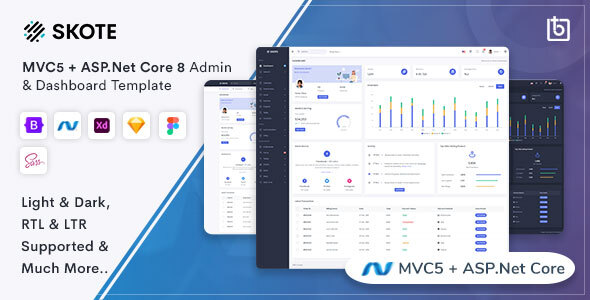 Skote - ASP.Net Core 8 & MVC5 Admin & Dashboard Template