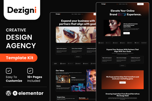 Dezigni - Creative Design Agency & Portfolio Elementor Template Kit