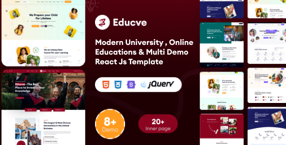 Educve-University, Online Courses & Multi Demo Education React Js  Template