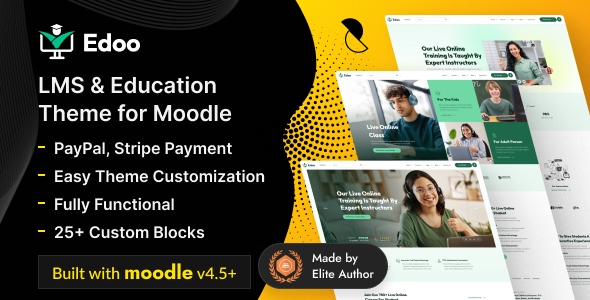 Edoo – Live Training Courses LMS Theme for Moodle – 0 Sold!