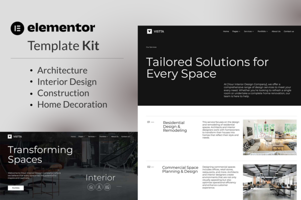 Vistta - Interior Design & Architecture Elementor Template Kit