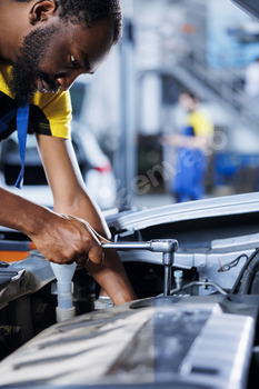 Mechanic replaces client car engine