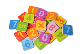 Math Number colorful on white background with clipping path,