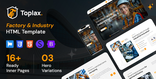 Toplax – Factory & Industry HTML Template – 0 Sold!