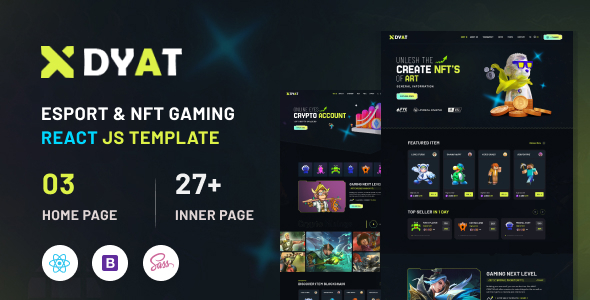 DYAT – eSports and Gaming NFT React JS Template – 0 Sold!