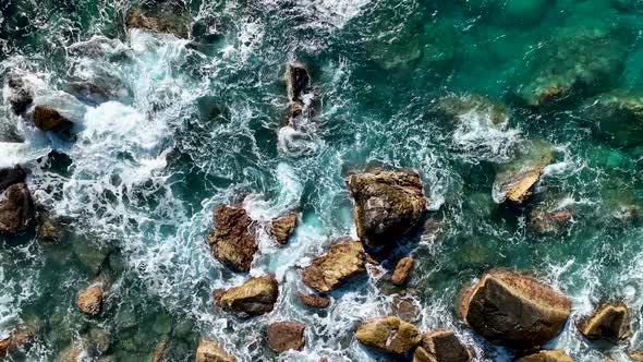 Texture of the sea and wild beach aerial view 4 K