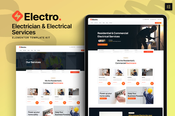 Electro - Electrician & Electrical Services Elementor Template Kit