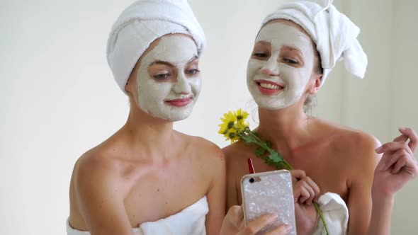 Beautiful Woman Having a Facial Treatment at Spa