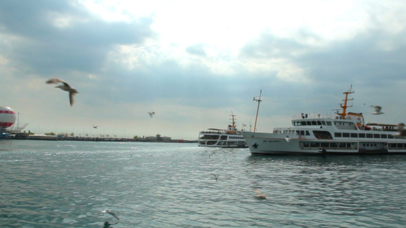 Ferries  Passing By in Bosphorus
