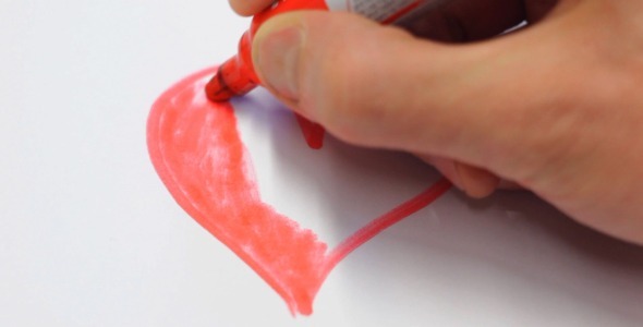 Drawing Red Heart on White Time Lapse
