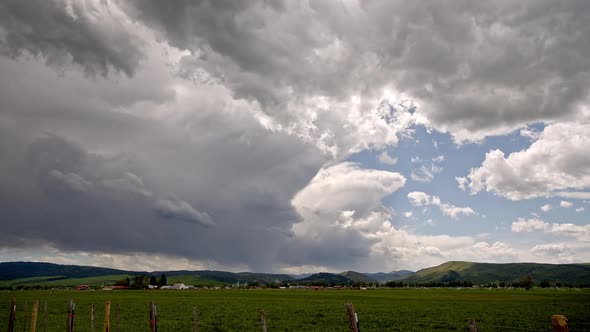 Dark storm moving over the Wyoming landscape through Star Valley