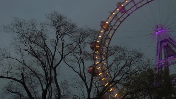 Giant Ferris Wheel in the Evening. Vienna, Austria