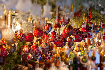 Christmas decoration on a european market