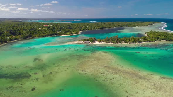 Drone aerial view of Erakor Island, Vanuatu, Port Vila