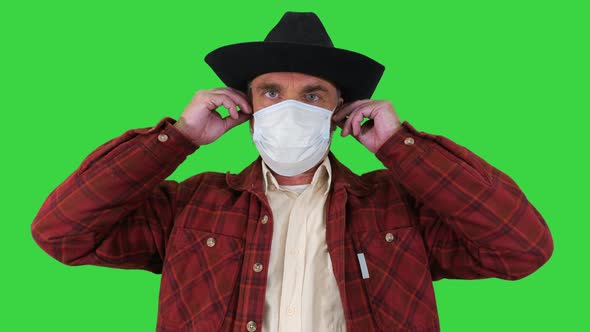 Farmer Taking Off Medical Mask and Taking a Deep Breath Coronovirus Pandemic Is Over on a Green