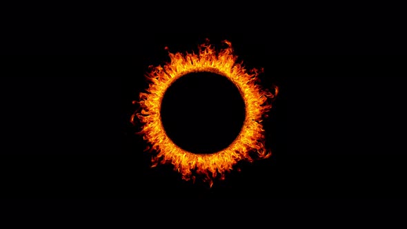 Fire Circle in Super Slow Motion Isolated on Black Background