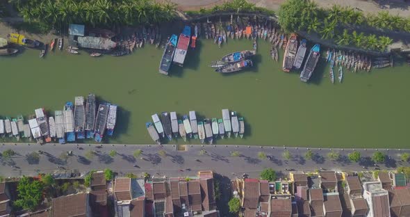 Aerial view panorama of Hoi An old town or Hoian ancient town