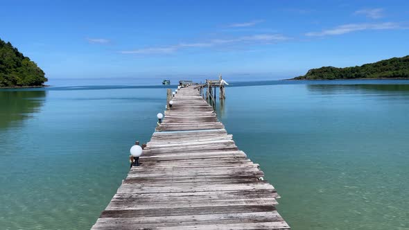 Walk on Wooden Peer Koh Kut Island