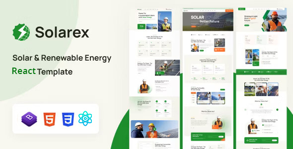 Solarex – Solar & Renewable Energy React Template – 0 Sold!