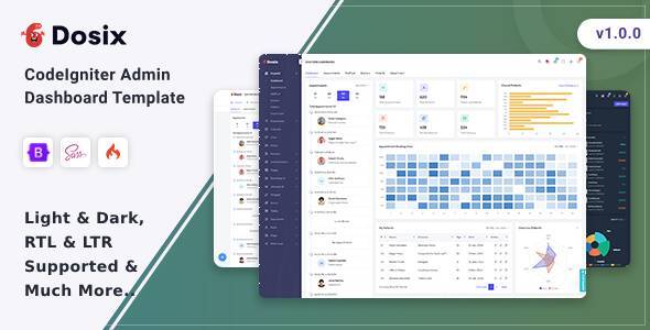 Dosix – CodeIgniter Admin & Dashboard Template – 0 Sold!