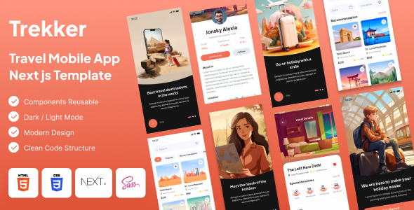 Trekker - Travel Mobile App Next.js Template
