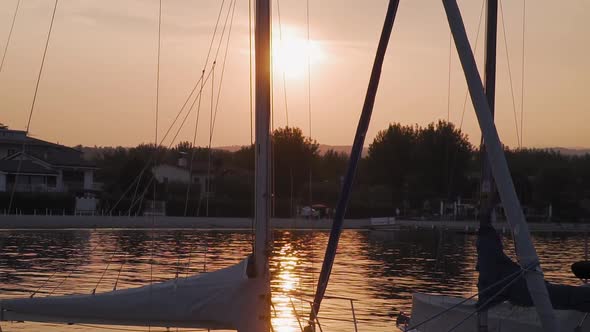 Priceless beautiful sunset in Manerba del garda at the gilded Garda lake in north Italy.