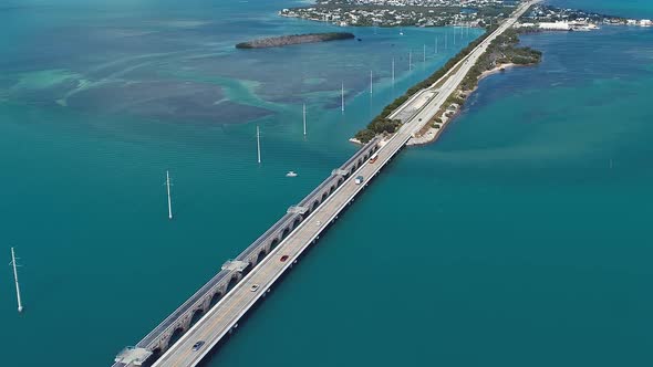 7 mile bridge landmark way to Key West Florida Keys United States.