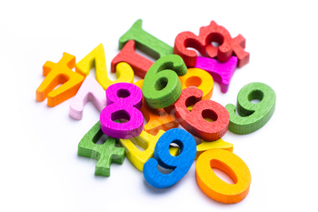 Math Number colorful on white background : Education study mathematics learning teach concept.