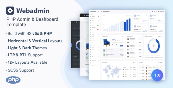 Webadmin – PHP Admin & Dashboard Template – 0 Sold!