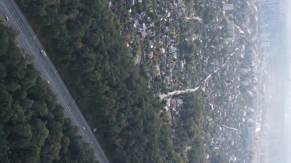 Aerial View of the Border of the Metropolis and the Forest