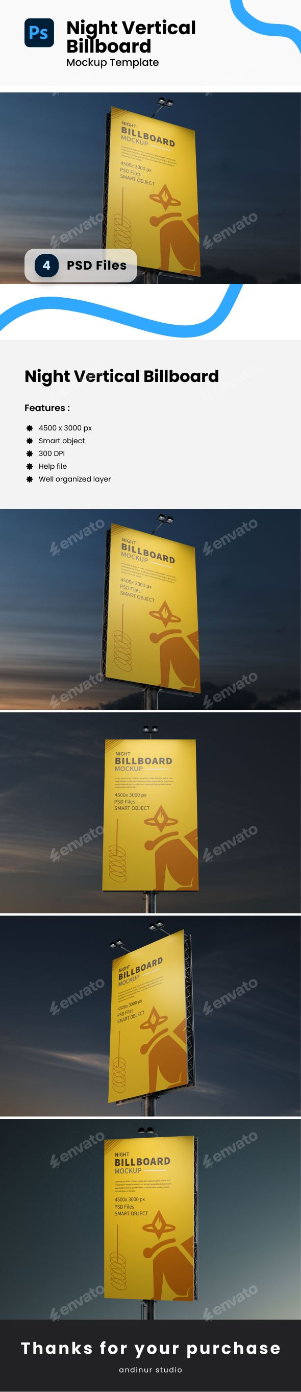 Night Billboard Mockup Template