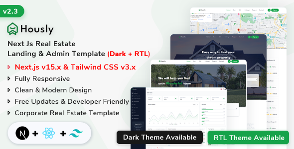 Hously - NextJs Real Estate Landing & Admin Dashboard Template