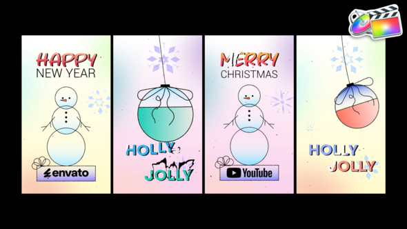 Christmas Toy And Snowman Vertical Logo for FCPX alt