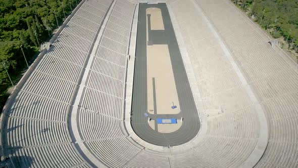 Aerial view of the Panathenaic Stadium also known as Kallimarmaro in Athens.