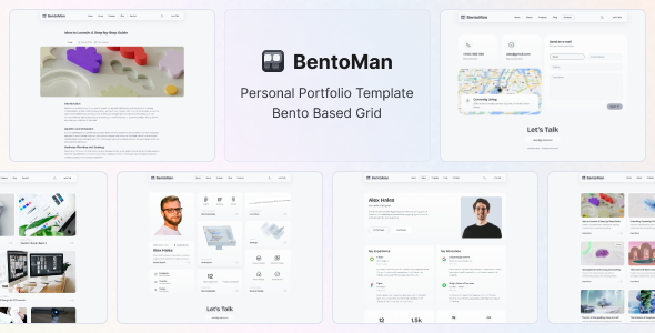 BentoMan – TailwindCSS Personal Resume Template – 0 Sold!