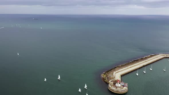 Aerial View of Sailing Ships and Yachts in Dun Laoghaire Marina Harbour, Ireland