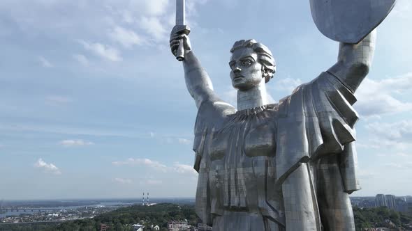 Kyiv, Ukraine: Aerial View of the Motherland Monument.