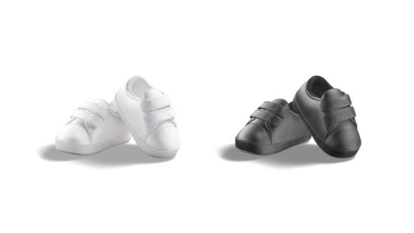 Blank black and white baby shoes  pair, looped rotation