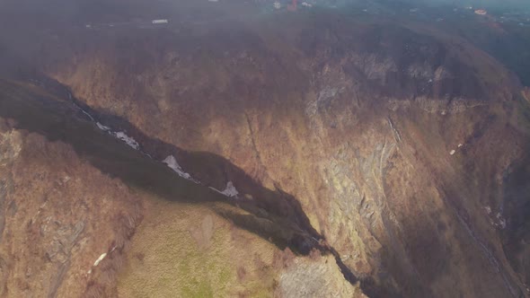 Great Caucasus Mountains From the Clouds Aerial Shot