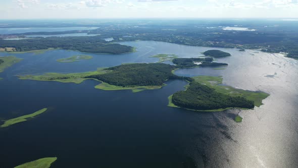 Top View of the Snudy and Strusto Lakes in the Braslav Lakes National Park the Most Beautiful Lakes