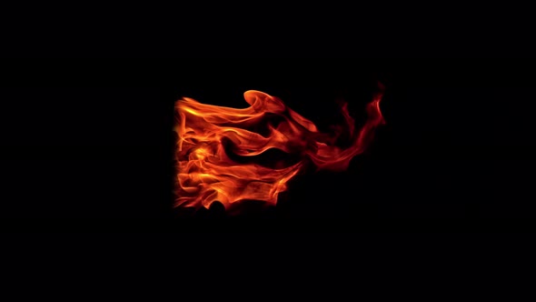 Fire Flames in 1000Fps Super Slow Motion Isolated on Black Background