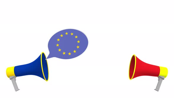 Flags of Vietnam and the European Union on Speech Balloons