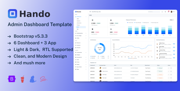 Hando – Bootstrap 5 Admin & Dashboard Template – 0 Sold!