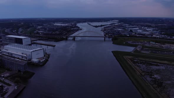 Calm Waters Of Noord River At South Holland, Netherlands. aerial