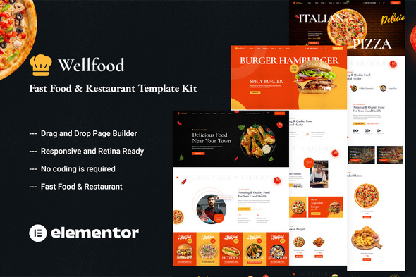 Wellfood - Fast Food & Restaurant Elementor Pro Template Kit