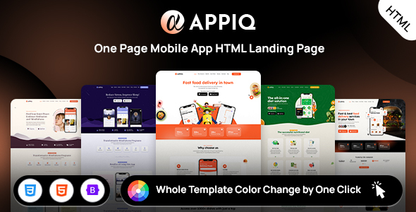 APPIQ – ONE PAGE App Landing Page Responsive HTML Template – 0 Sold!