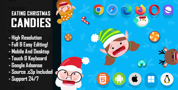 Eating Christmas Candies - HTML5 Game (Construct 3 / c3p)
